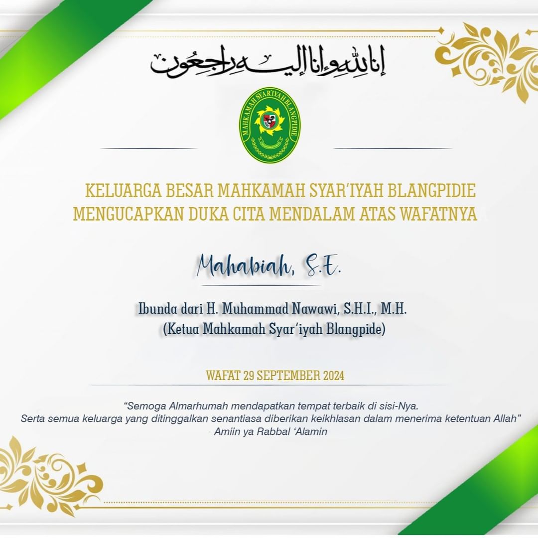 Ucapan Duka Cita Ibunda M. Nawawi